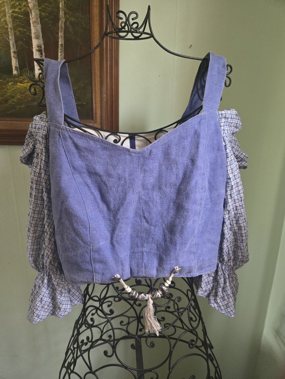 Vintage YourSixSense Denim Off Shoulder Dirndl Tyrol Oktoberfest Top 10/12